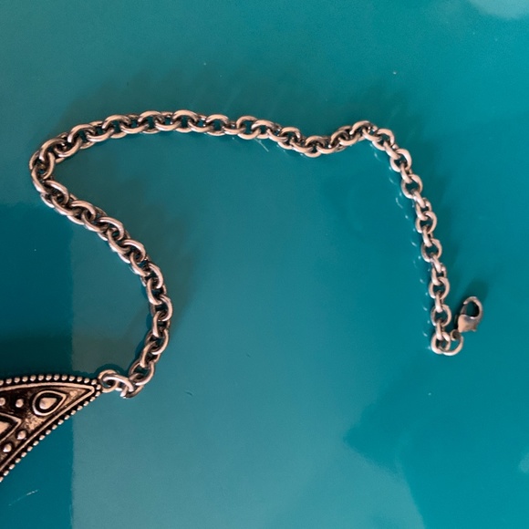 Boho Gypsy Silver Dangles & Orange Enamel Necklace - Tribal Dangle Necklace NWOT - Picture 4 of 5